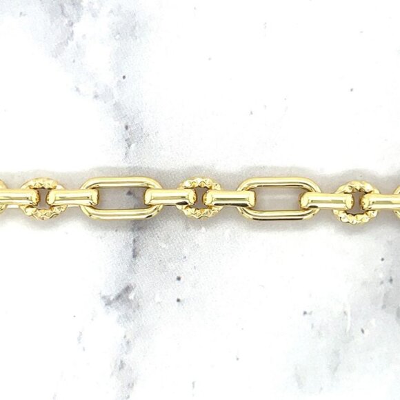 Women 14K Yellow Gold 8" Lobster Claw Hollow Oval Cable Link Elongated Necklace - Picture 4 of 8